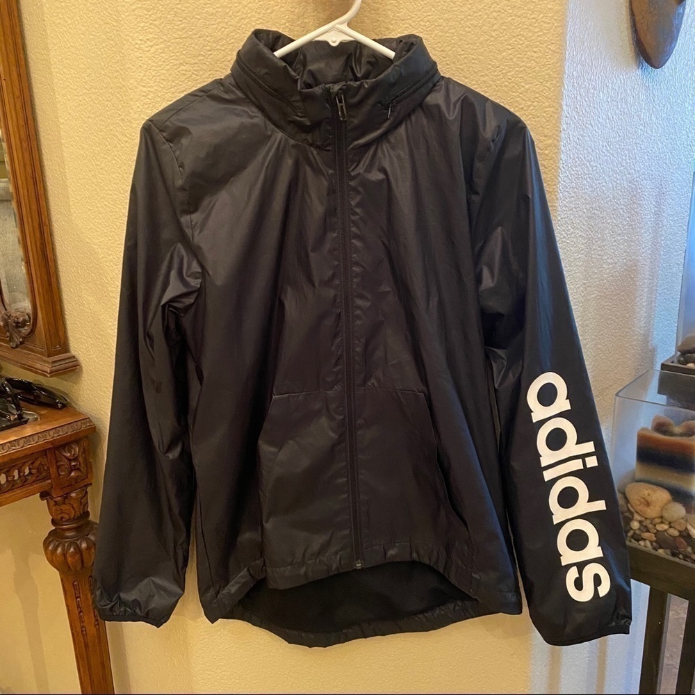 ADIDAS Women Black Full Zip Hoodie Lightweight Jacket Size Small